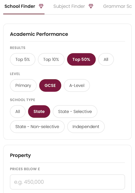 Advanced Search filters and results